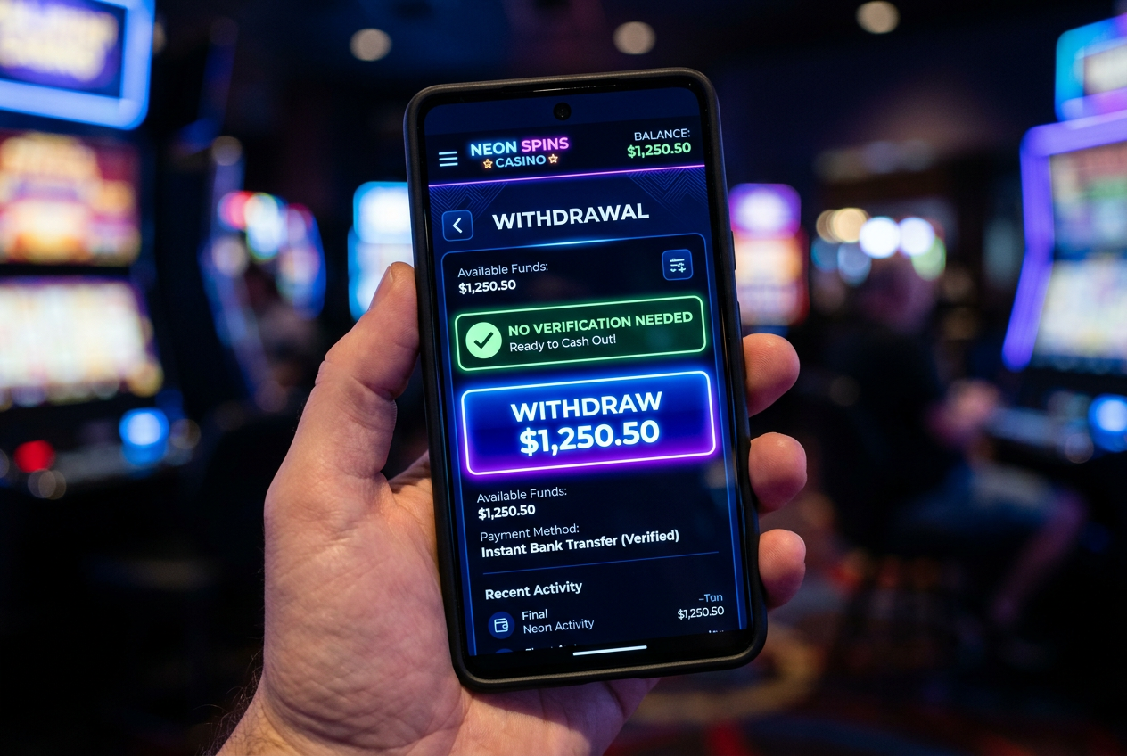 Interfejs kasyna bez KYC na smartfonie